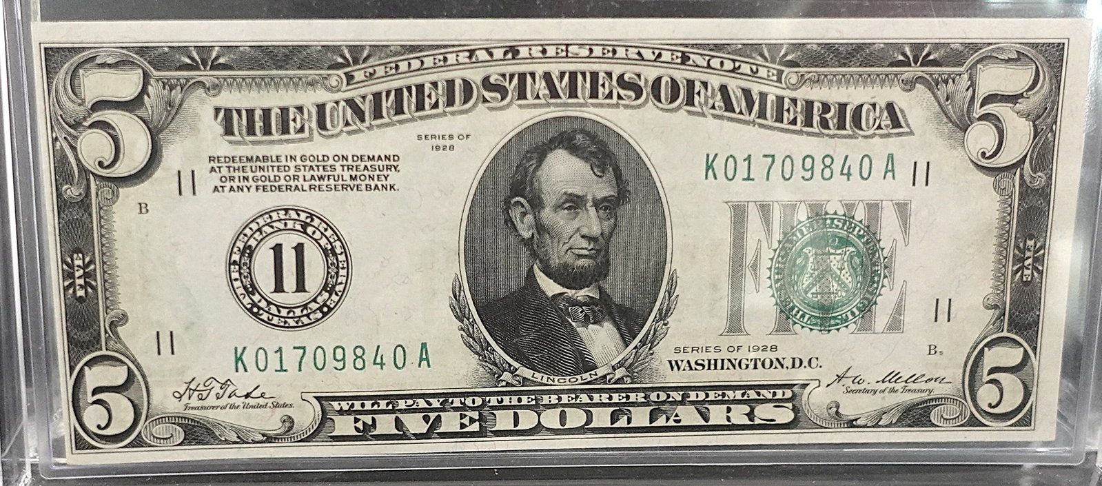 1928 $5 Note: This is from the Dallas Federal Reserve and states that it is redeemable for Gold!