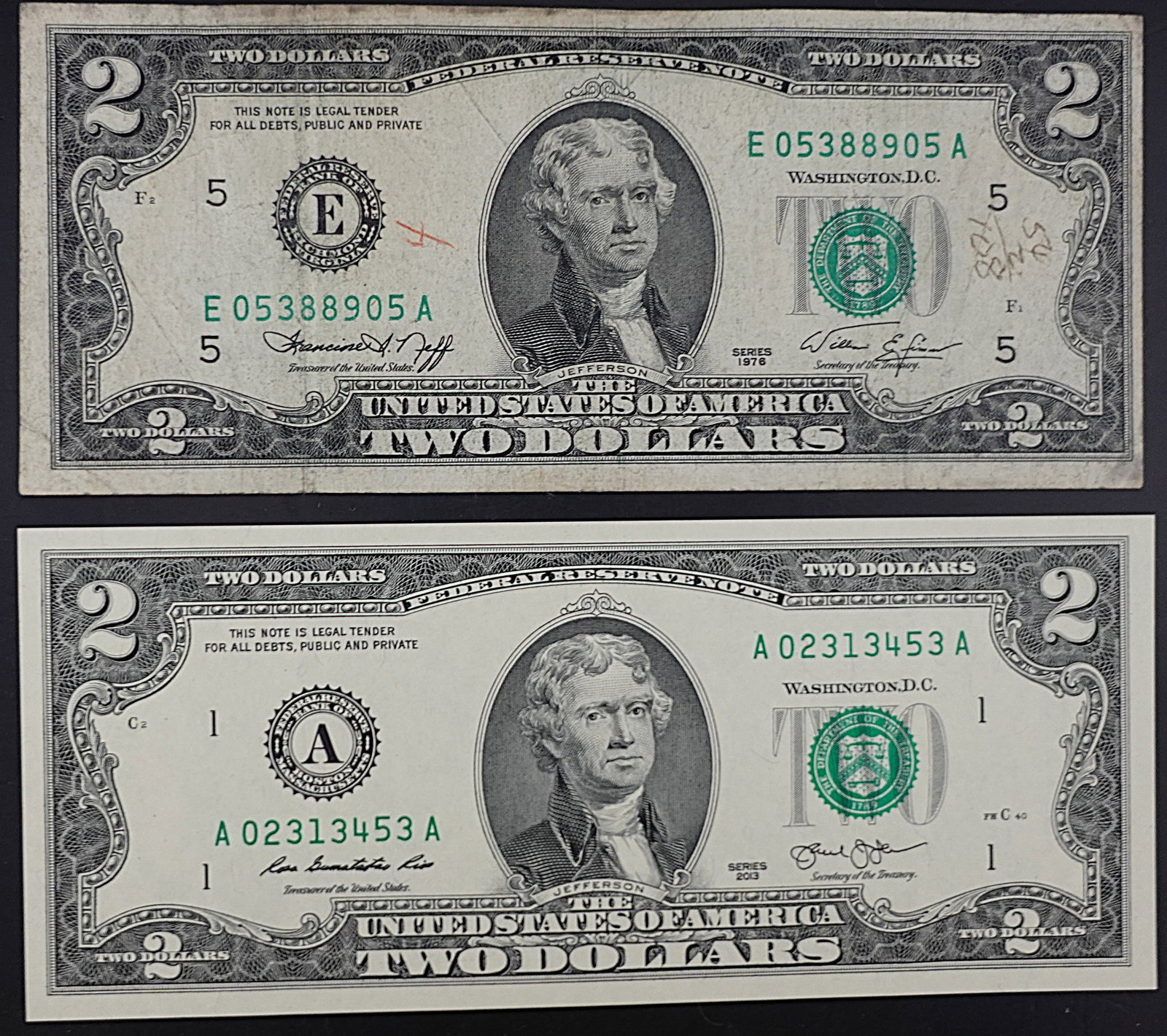(2) $2 Notes: 1976 and 2003A