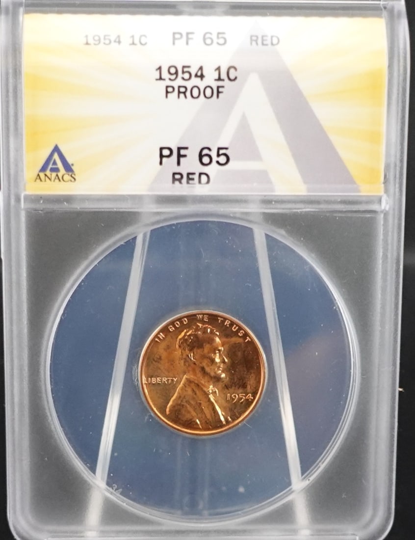 1954 Lincoln Cent: ANACS Graded PF 65 RD