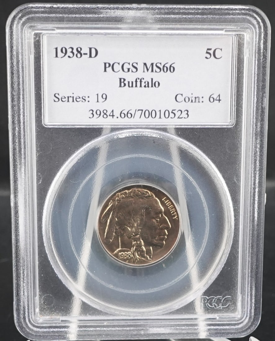 1938-D Buffalo Nickel: ANACS Graded MS66! It has a beautiful jewel toning to it!