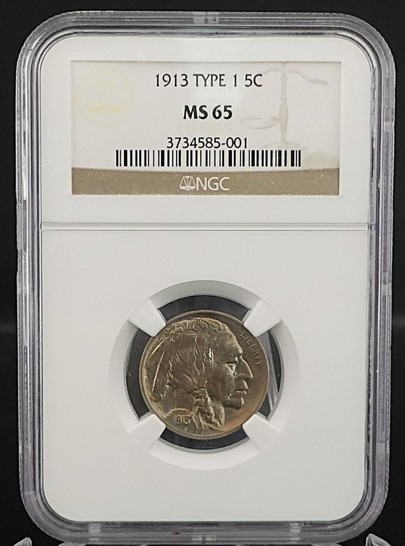 1913 Type 1 Buffalo Nickel: NGC Graded MS-65! 