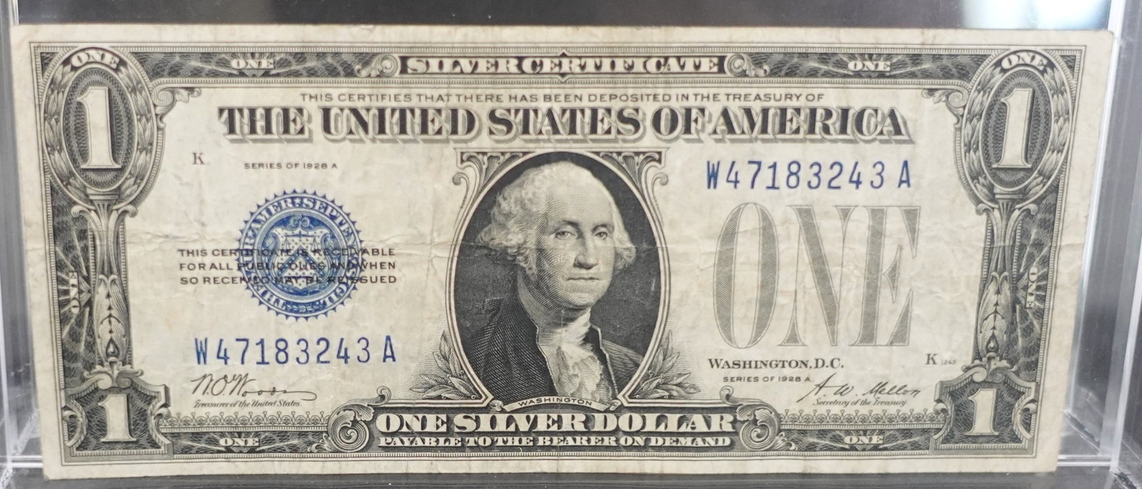 1928 A $1 Silver Certificate: This is a Funny Back Note! Really Nice Note! SN 243