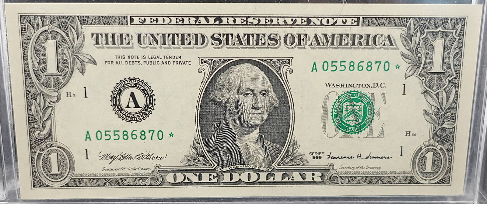 1999 $1 Star Note: This is a High Grade Note! Crisp!