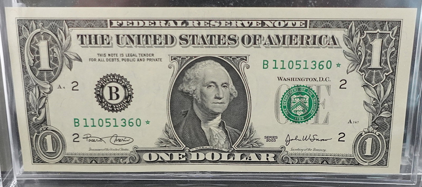 (2) 2003 $1 Star Notes: These have consecutive serial numbers! SN 359 and 360