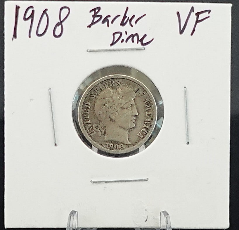 (2) Barber Dimes: 1908 and 1908