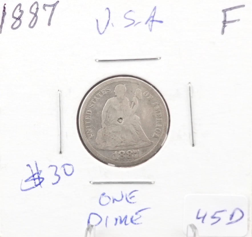 1887 Seated Dime: Nice Date 