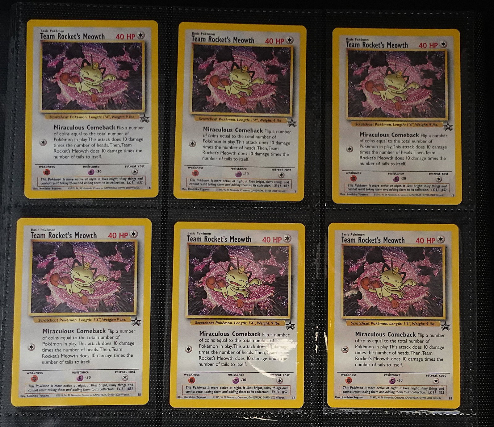 (6) 2000 Black Star League Promo Team Rocket Meowth: Very Rare Promo Cards! These are in great shape and are High Grade!