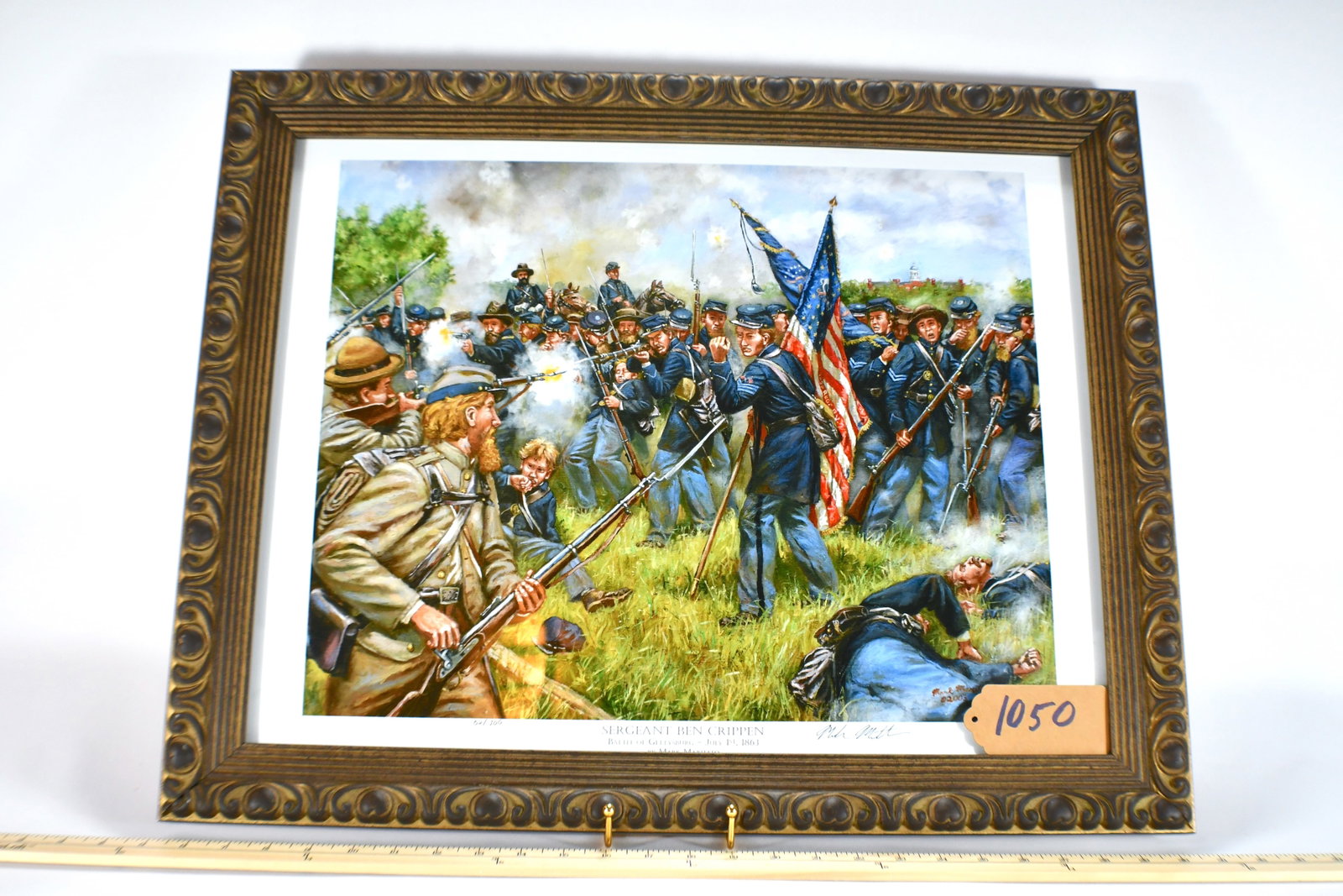 Print Of "Sergeant Ben Crippen": Signed Print By Mark Maritato Numbered 2/100 Sergeant Ben Krippen at Battle of Gettysburg July 1, 1863