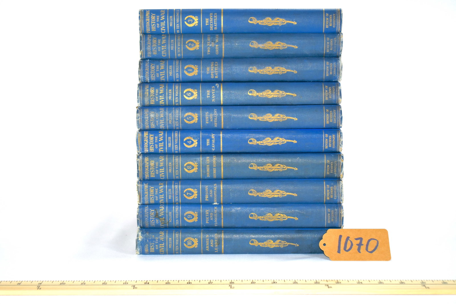 The Photographic History Of The Civil War - 1911: Author - Francis Trevelyan Miller 1911 FIRST EDITIONS OF ALL TEN VOLUMES - VERY RARE IN THIS CONDITION Quarto Format (produced from full sheets printed with eight pages of text, four to a side, then f