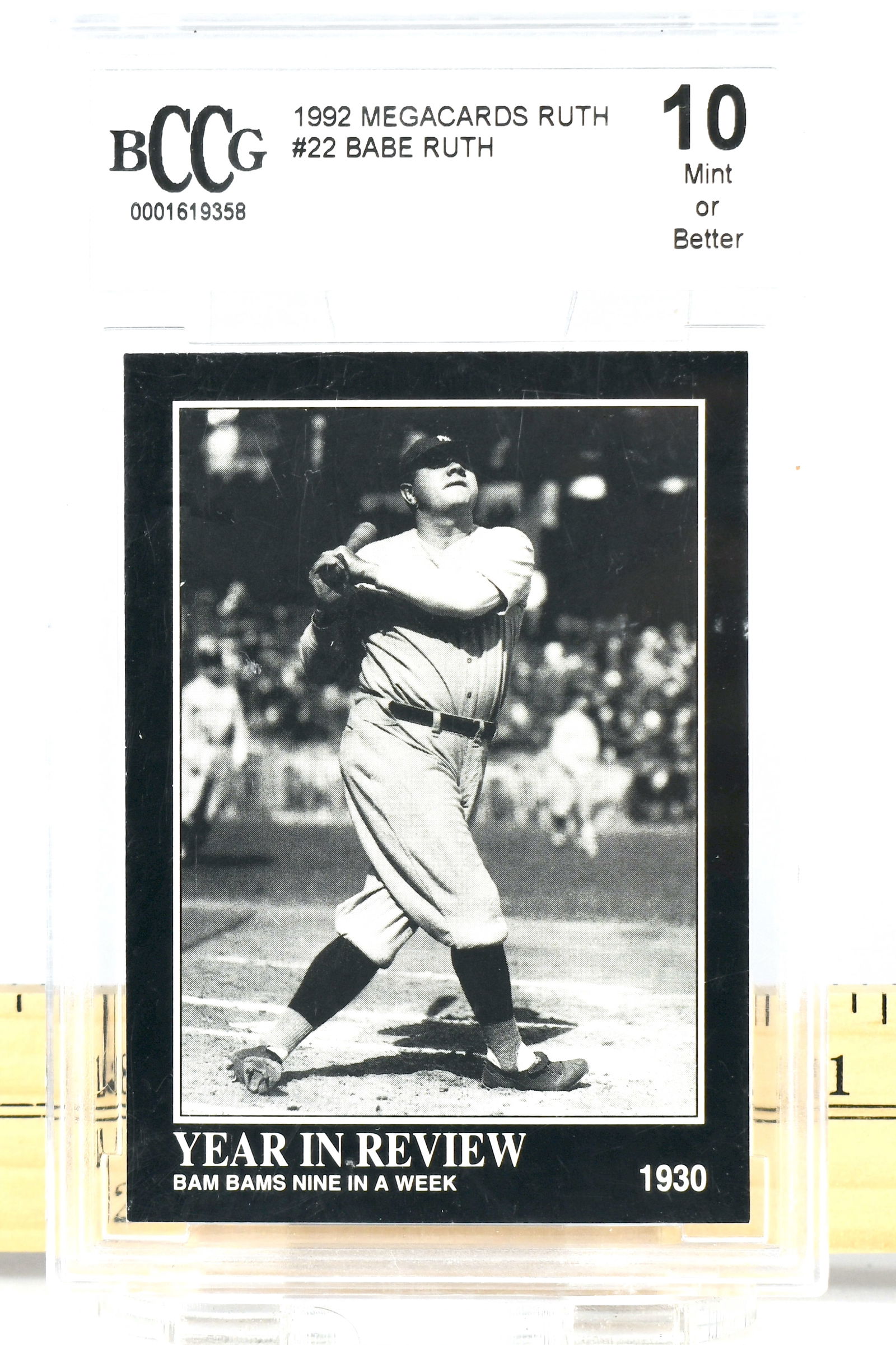 1992 MEGACARDS Ruth #22 - Babe Ruth BCCG 10 MINT: 1992 MEGACARDS Ruth #22 - Babe Ruth BCCG 10 MINT