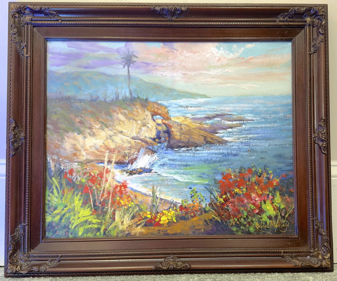 Rafael Maniago Original Oil on Canvas with COA: Renowned Painter and Poet, Rafael Maniago, was born in the 1940's in the Phillippines. Title: At the Shore Original Oil on Canvas, measuring 20" x 16" Hand Signed by the Artist. COA Included by the Ar