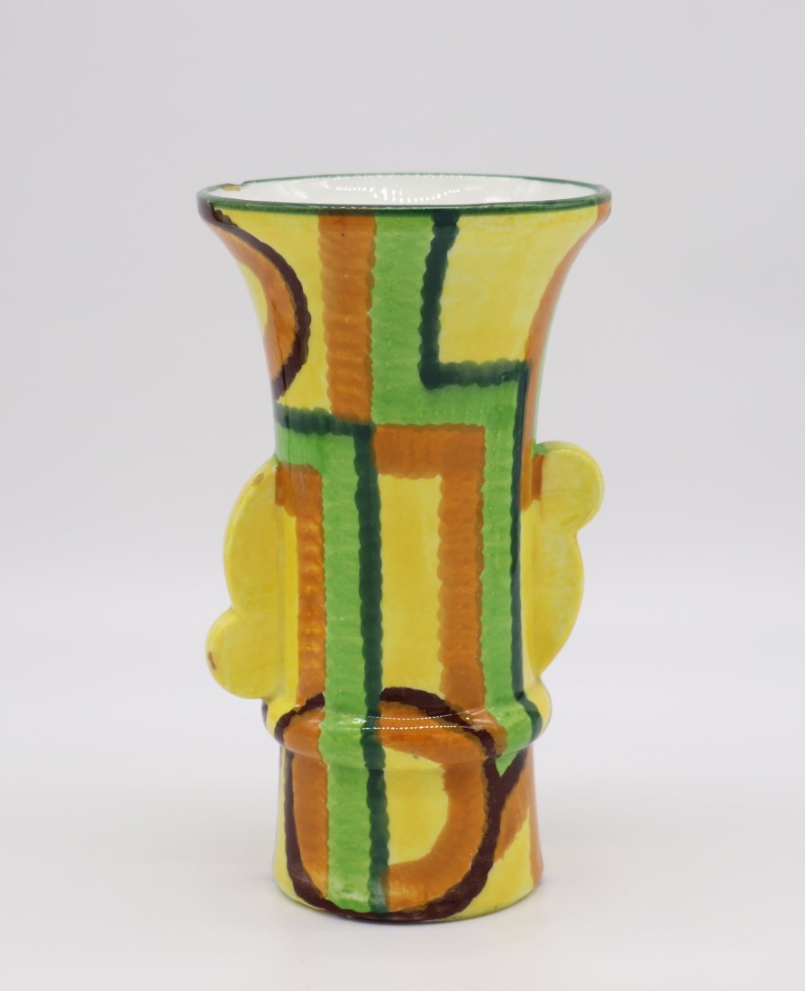 Rare Eva Zeisel Schramberg SMF Vase German Modernist: Rare German Modernist Vase by Eva Zeisel Schramberg SMF. Marked on base 'Handpainted Schramberg SMF Germany' and numbered 55. From a private estate collection. Condition as shown. All sales are final.
