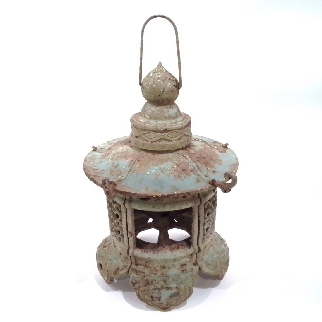Chinese Cast Iron Pagoda Form Lantern (1 of 2)