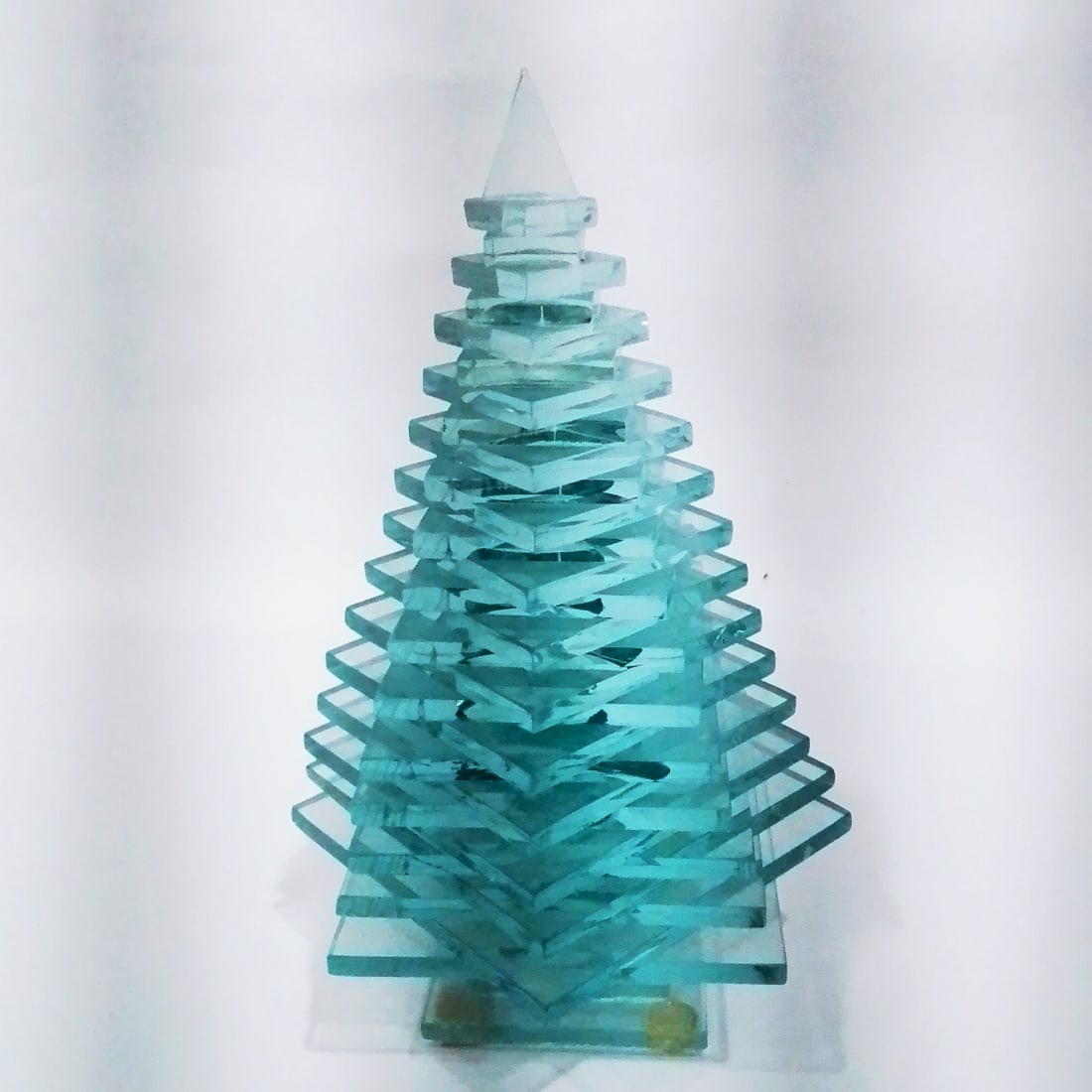 Contemporary Glass Pine Tree: A Contemporary Glass Pine Tree, 20th Century, Unsigned. H: 8 3/4 W: 5 3/4 D: 5 3/4 in.