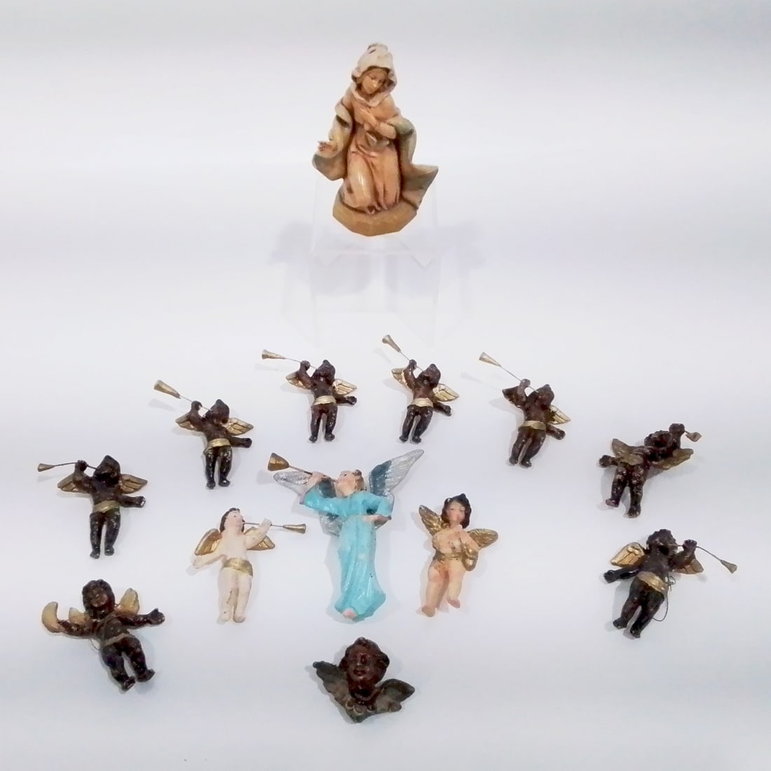 Italian Painted Clay Winged Angel Form Ornaments (1 of 4)