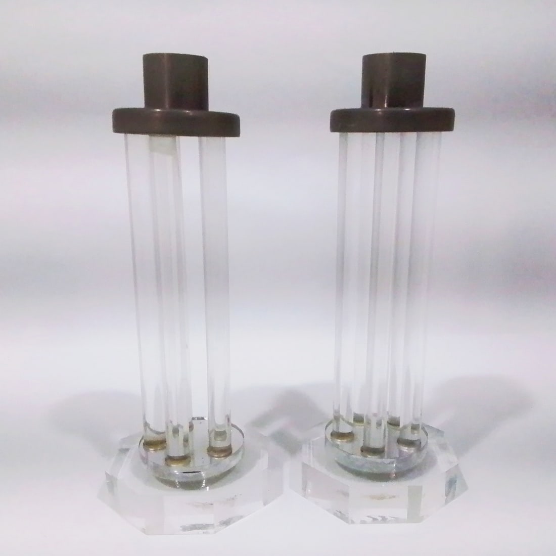 Pair of Vintage Art Deco Style Lucite Candlesticks (1 of 1)