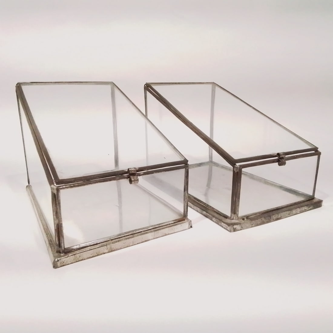 Pair of Glass & Metal Store Display Boxes (1 of 4)
