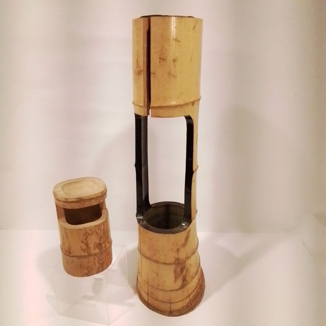 Two Japanese Bamboo and Copper Ikebana Vases (1 of 5)