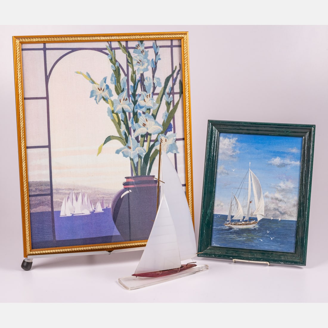 Three Sailboat Themed Decorative Items (1 of 7)