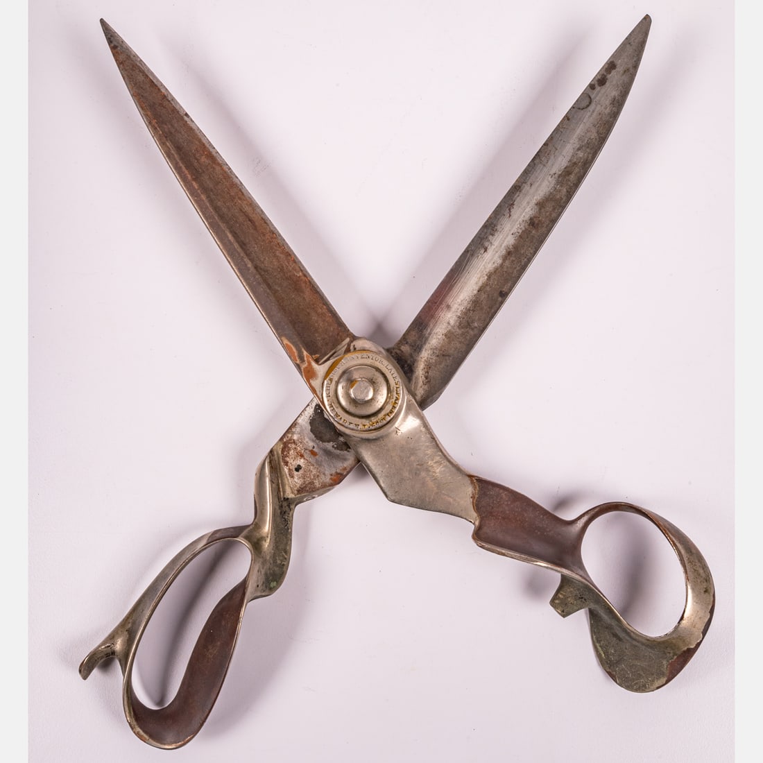 Large Antique Metal and Chrome Plated Pair of Scissors by R. Heinisch (1 of 6)