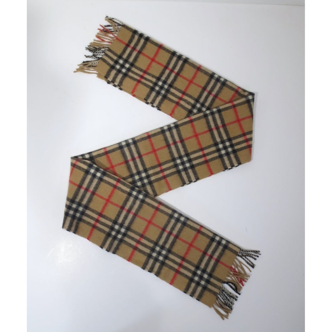 Vintage Cashmere Burberrys Scarf.: A Vintage Cashmere Burberrys Scarf. L: 52 in.