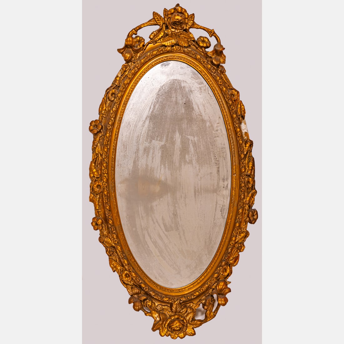 Victorian Gilt and Gesso Tall Oval Wall Mirror (1 of 5)
