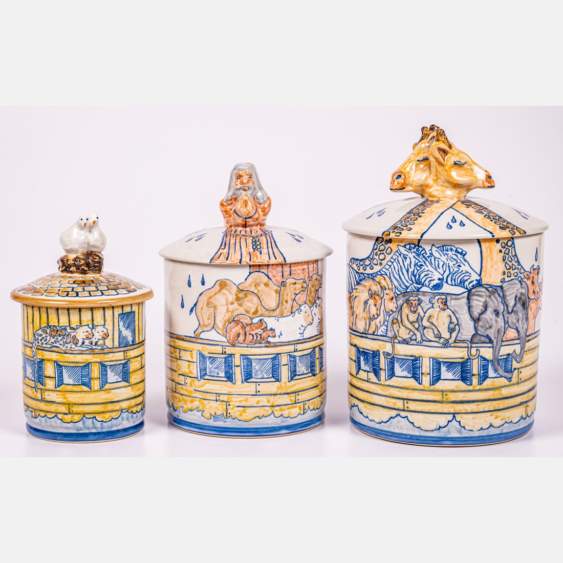 Three Louisville Stoneware Canisters with Lids (1 of 4)