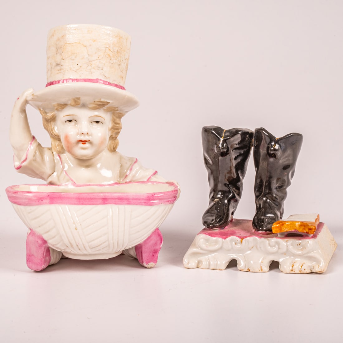 Two Victorian Bisque Porcelain Match Safes (1 of 5)