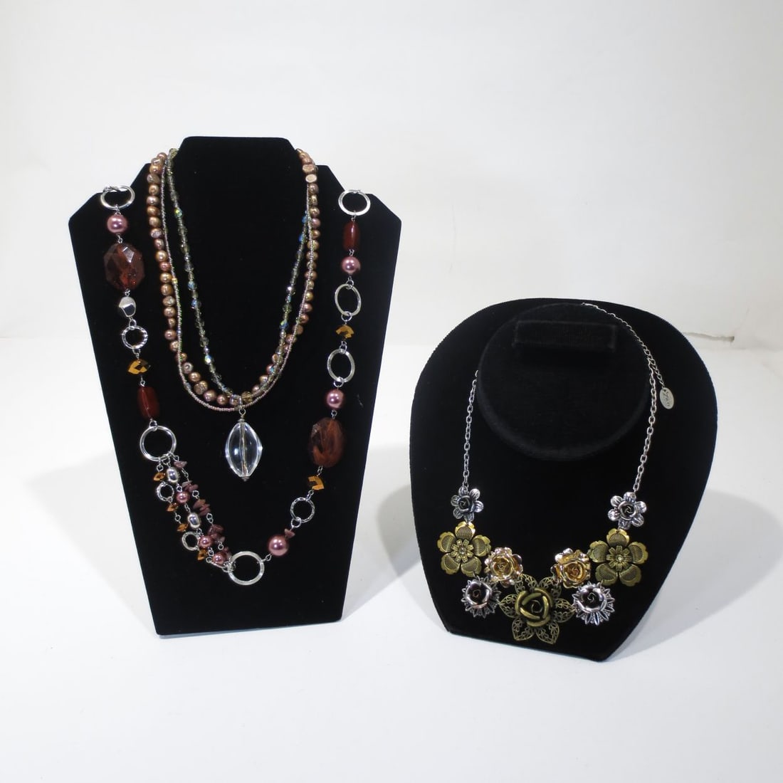 Three Silver Plated and Beaded Necklaces (1 of 5)