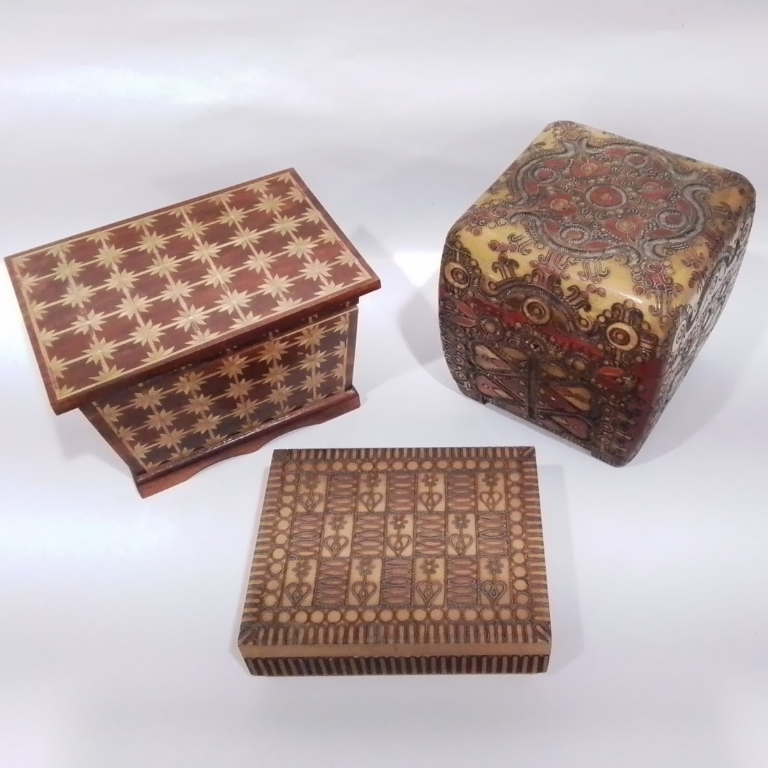 Three Carved Wooden Boxes (1 of 2)