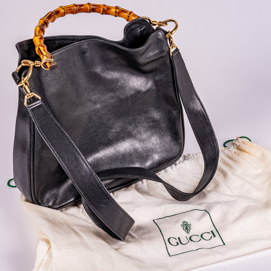 Vintage Gucci Black Leather  Shoulder Bag (1 of 5)