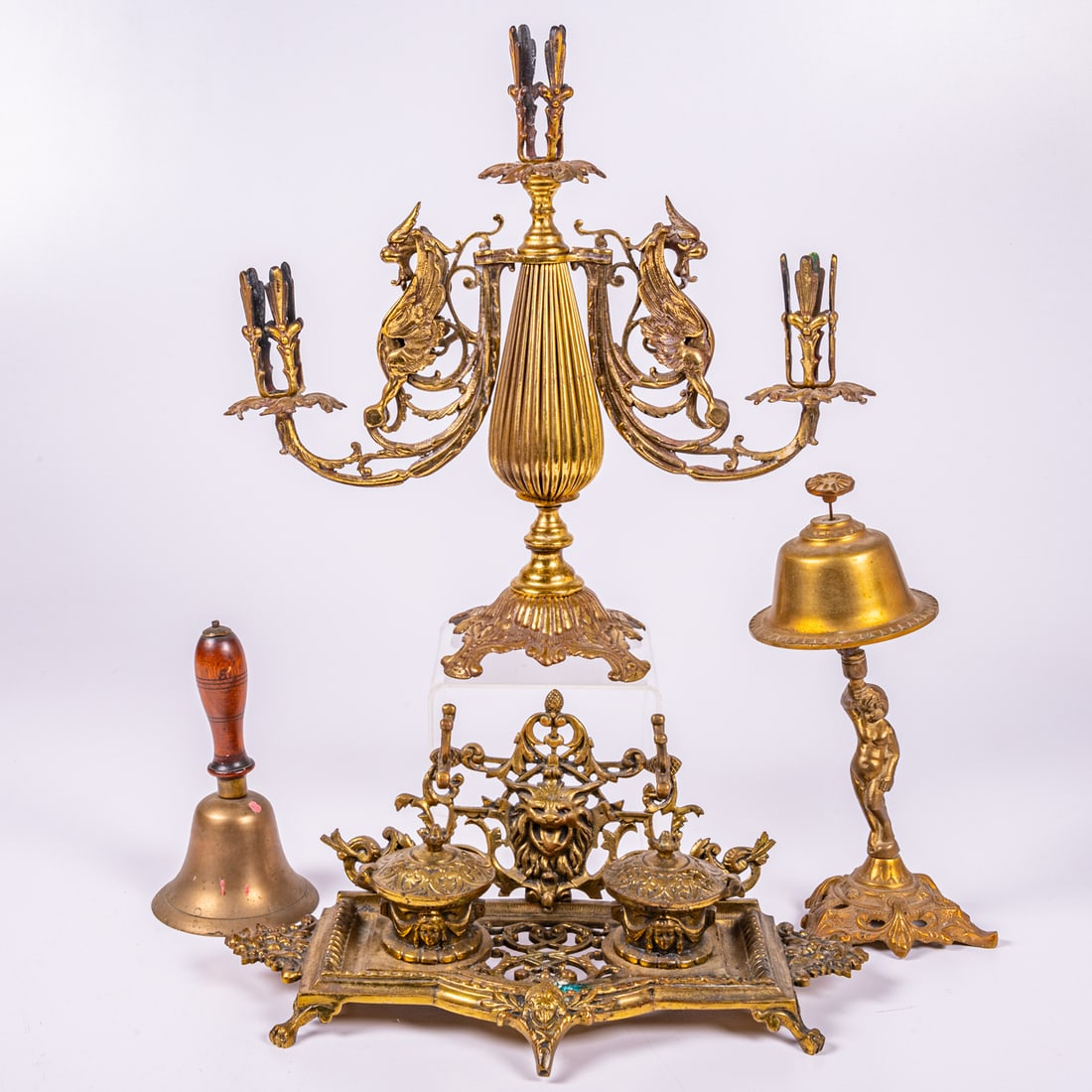 Brass Dragoon Motif Candelabra and Decorative Items (1 of 6)