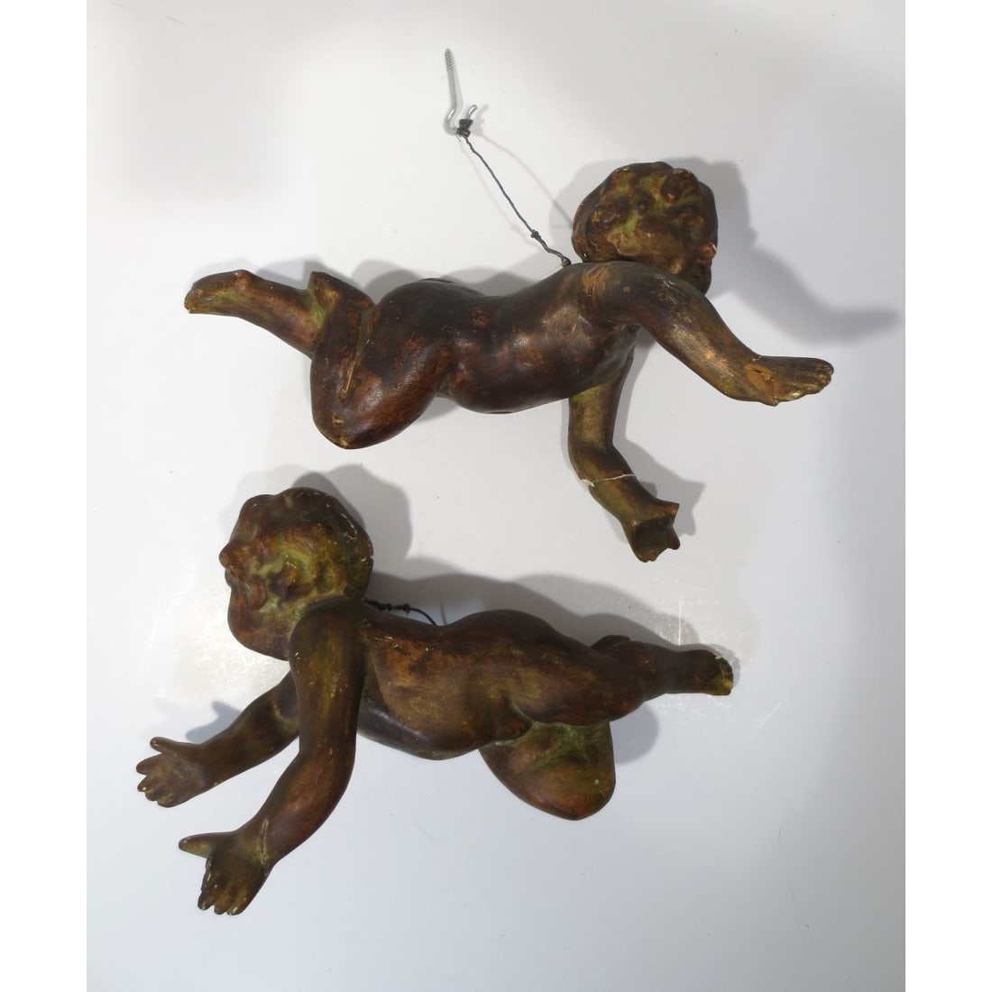 Pair of Painted Plaster Cherub Form Decorative Elements (1 of 4)