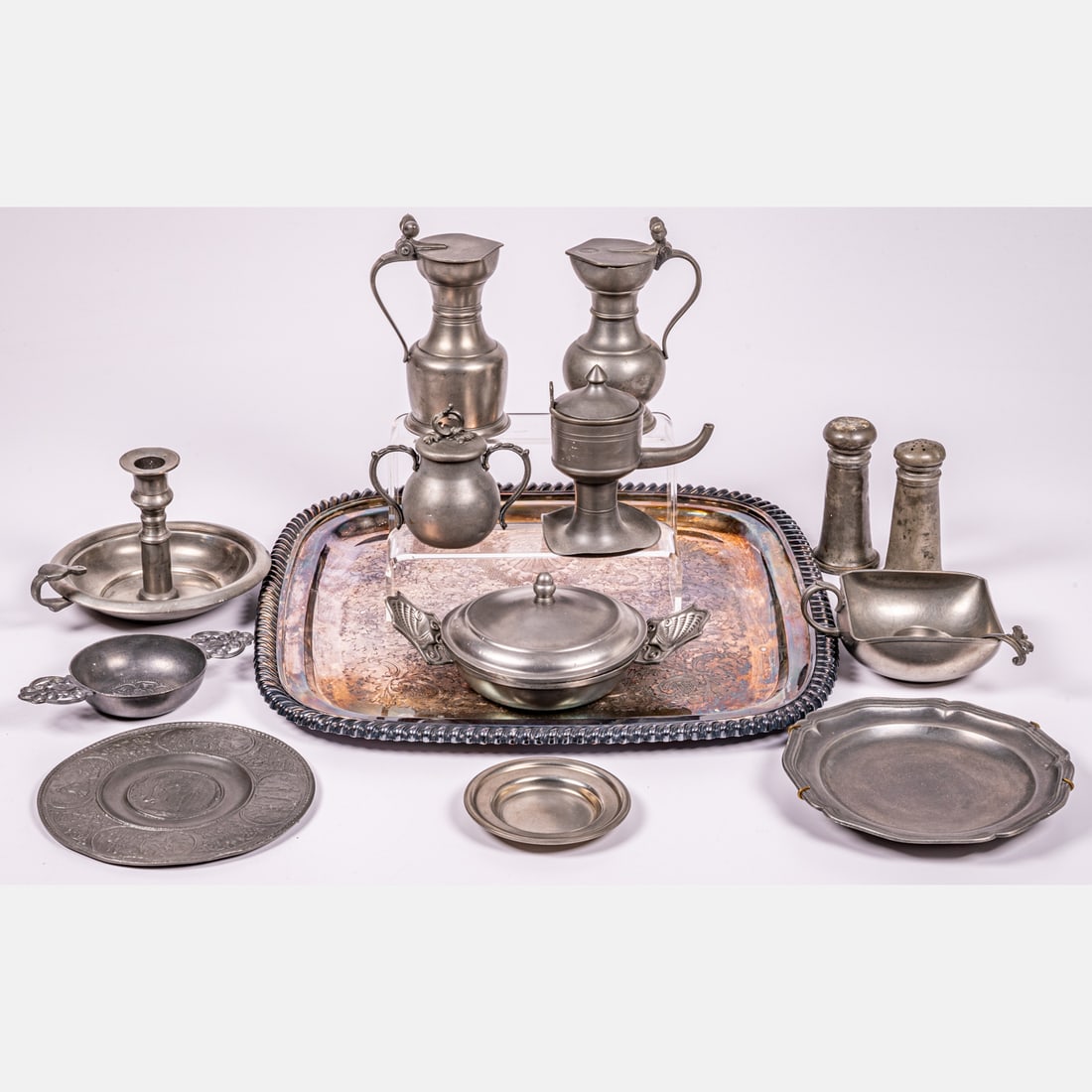 Silver Plate and Pewter Serving and Decorative Items (1 of 6)