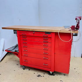 Matco Rolling Tool Chest With Wood Bench Top And Drawers