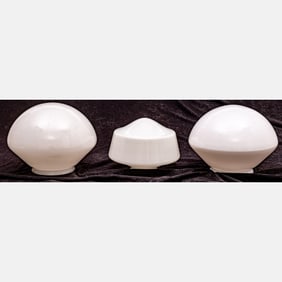 Three Deco-Style Milk Glass Ceiling Light Fixture Shades