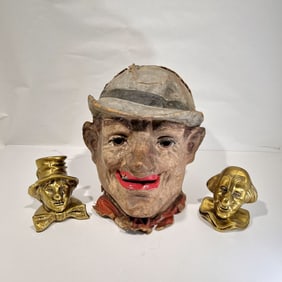 Vintage Painted Hand Made Paper Mache Mask