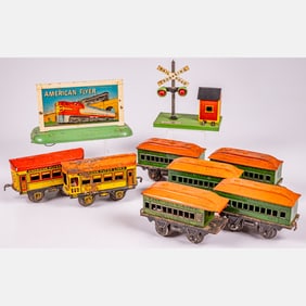 Nine Model Train Cars And Train Accessories