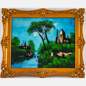Victorian Reverse Painting on Glass
