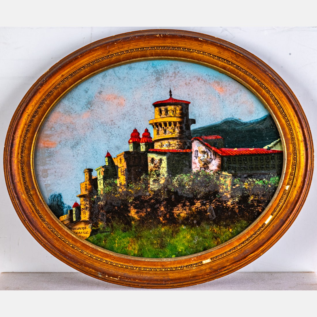 Victorian Reverse Painting on Glass: A Victorian Reverse Painting on Glass, 19th/20th Century. Framed dimensions: H: 20 1/4 x W: 24 in. H: 16 W: 20 in. From the Estate of John A. Davidson, Jr. Proceeds to benefit the APL of Lorain County