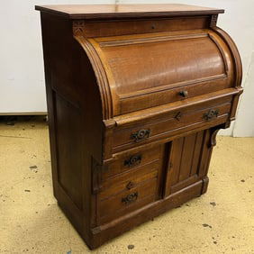 American Oak Cylinder Desk