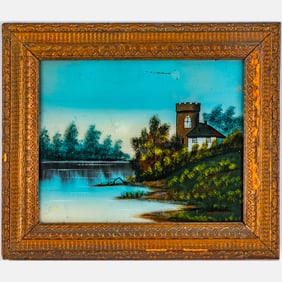 Victorian Reverse Painting on Glass