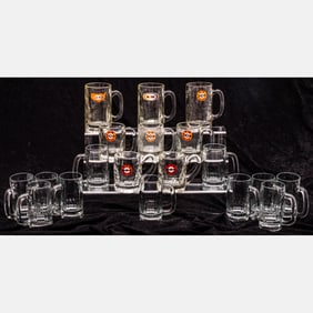Eight Vintage A & W Glass Root Beer Mugs