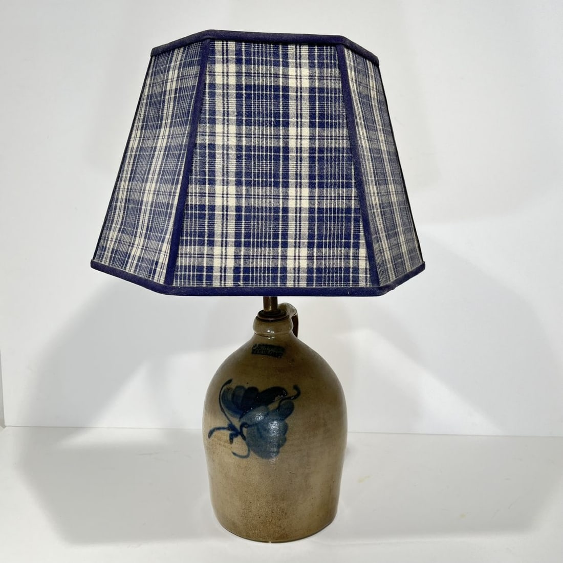 H. Shuler, Paris, Ontario Stoneware Jug Mounted as a Lamp (1 of 5)