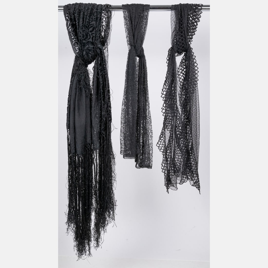 Three Textured Sheer Black Scarves (1 of 6)