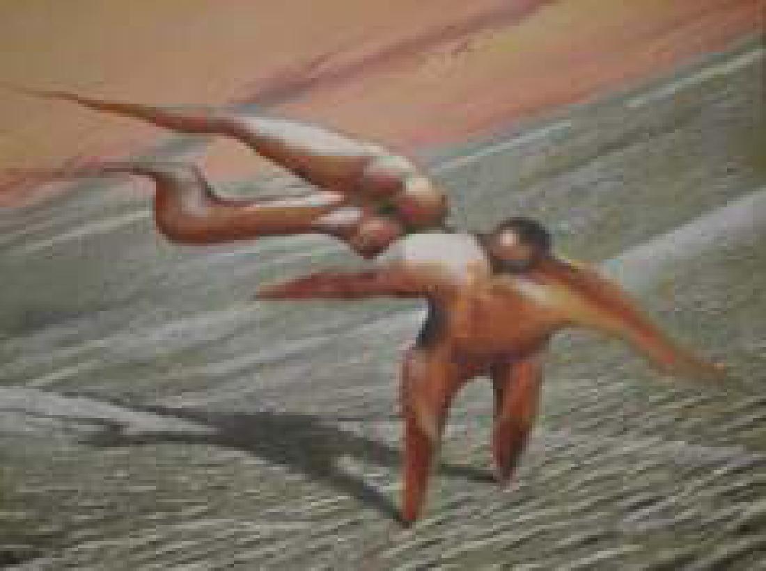 Jacques BLIN: Oeuvre: Le baiser du mistral - 2015 Technique: collage de minéraux sur bois (ocres, verre pilé, argiles vertes, sable volcanique) Dimensions: 80x60cm La naissance d'une passion. Jacques Blin est né