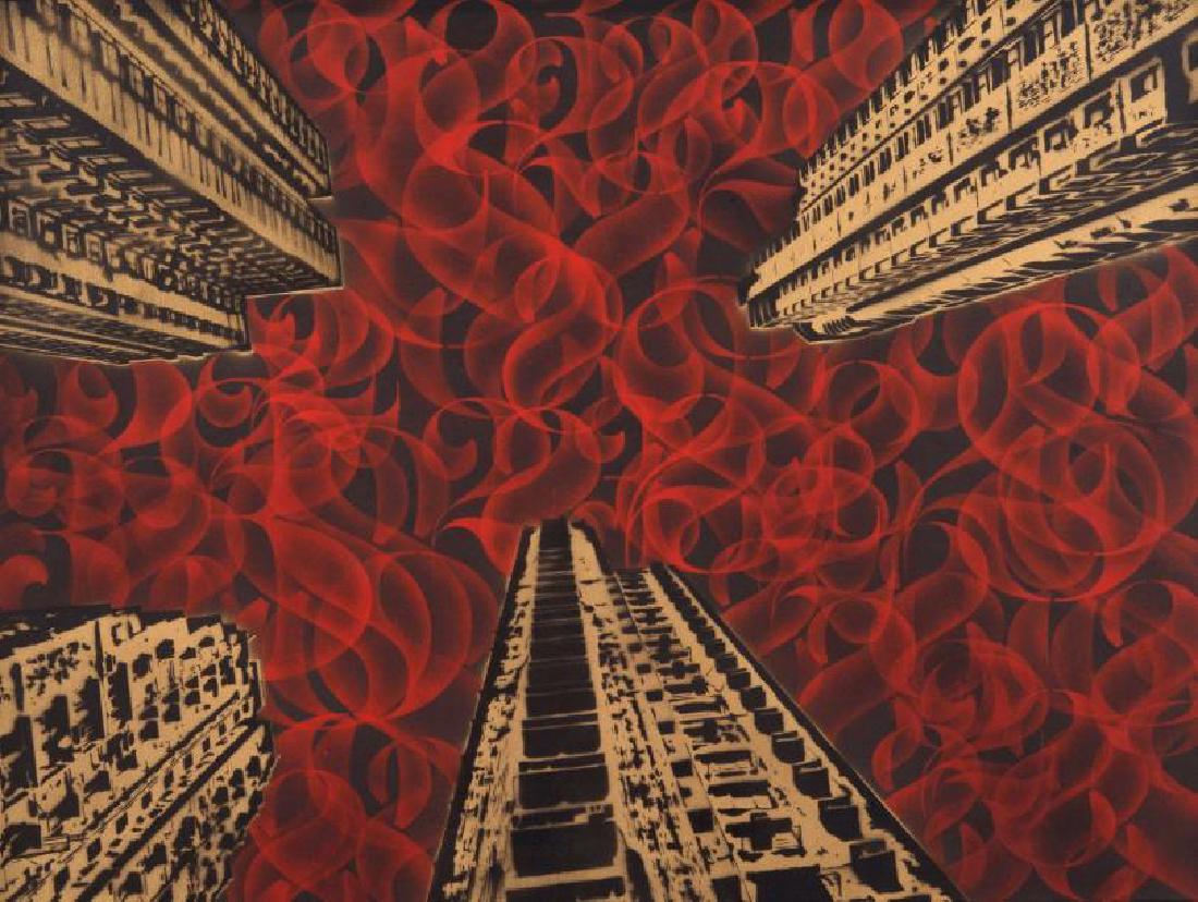 NICK WALKER (GBR/1969): Prosperity, 2015 Aérosol sur toile Signée 76.5 x 101.5 cm Spraypaint on canvas Signed 30 1/8 x 40 in