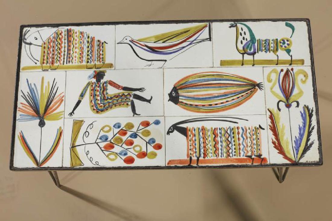 Roger Capron (1922-2006) Table basse Métal et: Roger Capron (1922-2006) Table basse Métal et céramique émaillée Date de création : vers 1960 H 37 x L 62 x P 31 cm A coffee table, metal, enamelled ceramic, ca 1960