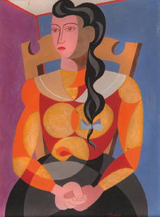 LÉON GISCHIA (1903-1991) Portrait de femme signé et: LÉON GISCHIA (1903-1991)Portrait de femmesigné et daté ‘GISCHIA 44.’ (en bas à droite)gouache sur papier42.7 x 28 cm.Exécuté en 1944ProvenanceCollection privée, Avignon.SIGNED LOWER RIGHT;