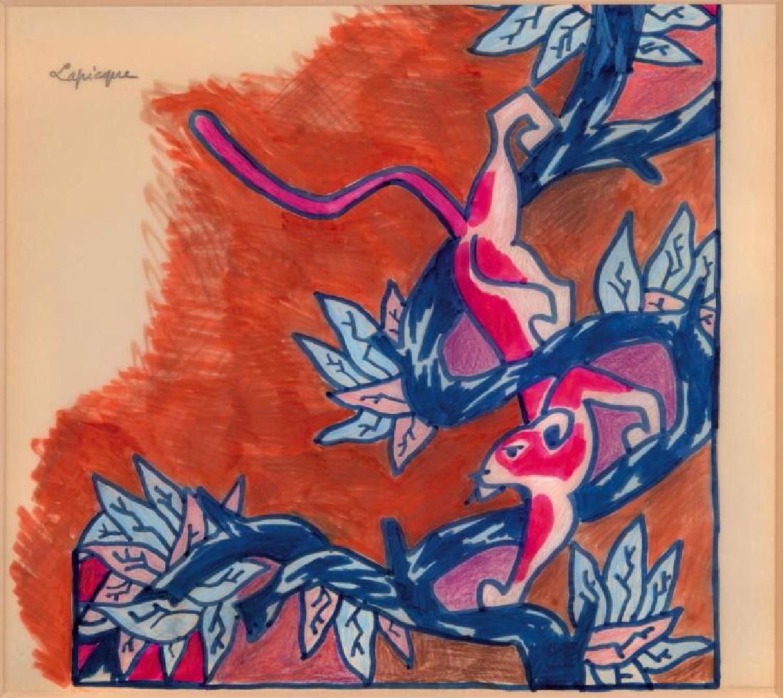 CHARLES LAPICQUE (1898-1988) Panthère avec le cachet: CHARLES LAPICQUE (1898-1988) Panthère avec le cachet ‘Lapicque’ (en haut à gauche) feutre sur papier 37 x 43 cm. (à vue) Exécuté vers 1960 Provenance Collection privée, Aix-en-Provence. STAM